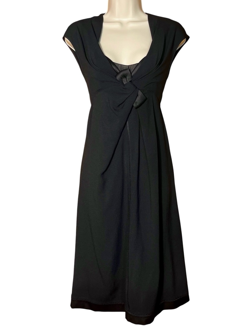 6267 Cocktail Dress Black LBD Silk IT 40 US 4 Italian Luxury Bow A-Line Coquette